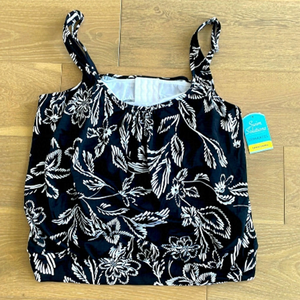 Nwt Swim Solutions Shirred Blouson Swim Tankini Top